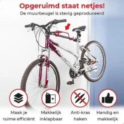 Merkloos Decopatent® Fiets Ophangsysteem Inklapbaar - Fietshaak - Wand Ophangbeugel - Muurbeugel Fiets - Fiets Ophangbeugel - Fietsbeugel -Fietsaccessoire Winkel 1200x1200 96