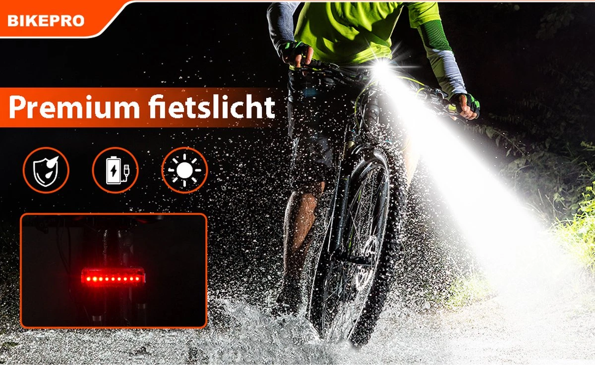 BikePro LED Fietsverlichting Set - Voorlicht en Achterlicht - USB Oplaadbaar - Fietslamp - Koplamp fiets - Fietslampjes - Fietslichten BikePro LED Fietsverlichting Set - Voorlicht En Achterlicht - USB Oplaadbaar - Fietslamp - Koplamp Fiets - Fietslampjes - Fietslichten -Fietsaccessoire Winkel