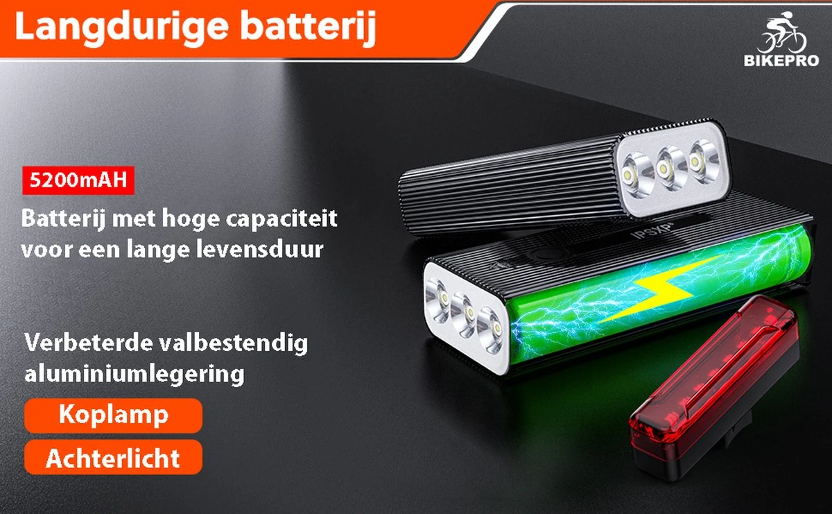BikePro LED Fietsverlichting Set - Voorlicht en Achterlicht - USB Oplaadbaar - Fietslamp - Koplamp fiets - Fietslampjes - Fietslichten BikePro LED Fietsverlichting Set - Voorlicht En Achterlicht - USB Oplaadbaar - Fietslamp - Koplamp Fiets - Fietslampjes - Fietslichten -Fietsaccessoire Winkel