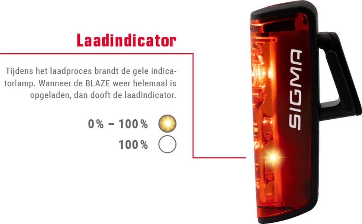 Sigma Blaze USB Fietsachterlicht - Achterlicht met remlicht functie - Oplaadbaar SIGMA SPORT Sigma Blaze USB Fietsachterlicht - Achterlicht Met Remlicht Functie - Oplaadbaar -Fietsaccessoire Winkel