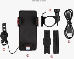 METAHUB Powerbank Fiets Telefoonhouder - Zwart Rood - Fiets Smartphone Houder - 2400 MAh - Claxon - Koplamp -Fietsaccessoire Winkel 1200x961