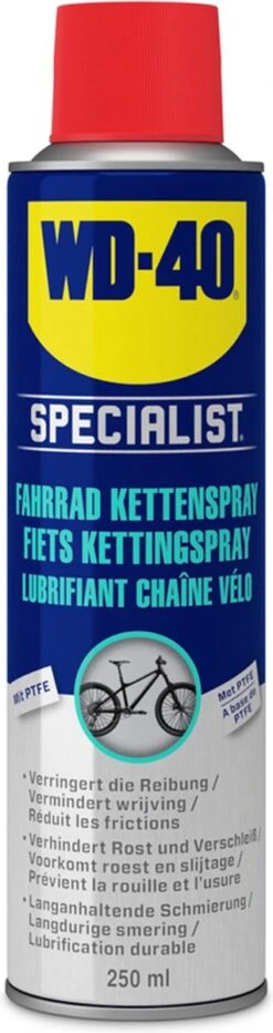 WD-40 Specialist® Fiets Kettingspray - 250ml - Smeerolie - Smeermiddel - Maximale Smering En Vermindert Slijtage -Fietsaccessoire Winkel 318x1200