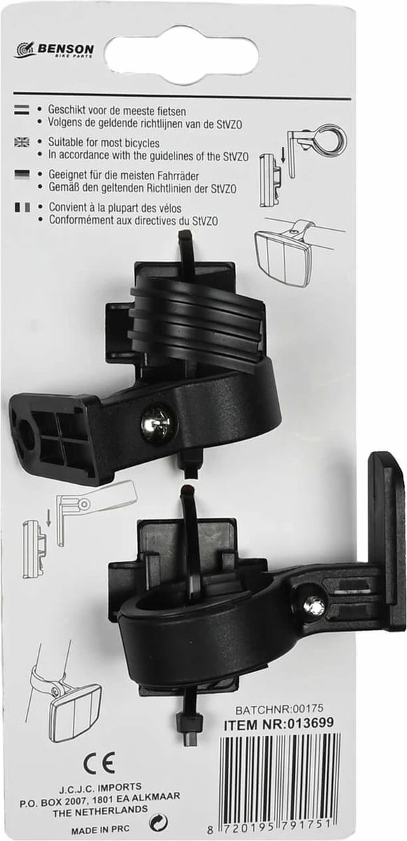 Benson Fiets Reflector - Wit Voorzijde - Rood Achterzijde Benson Fiets Reflector - Wit Voorzijde - Rood Achterzijde -Fietsaccessoire Winkel