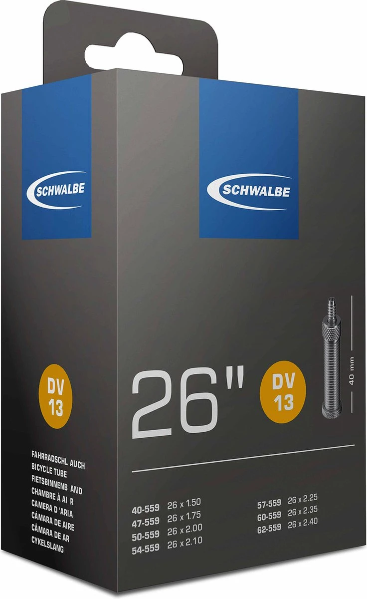 Schwalbe Binnenband - DV13 - 26 inch x 1.50 - 2.40 - Hollands Ventiel - 40mm Schwalbe Binnenband - DV13 - 26 Inch X 1.50 - 2.40 - Hollands Ventiel - 40mm -Fietsaccessoire Winkel 736x1200 1