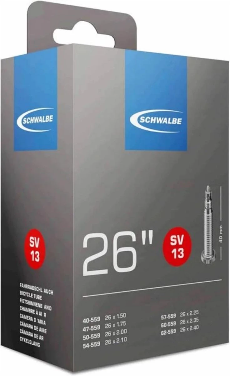 Schwalbe Binnenband - SV13 - 26 inch x 1.50 - 2.40 - Frans Ventiel - 40mm Schwalbe Binnenband - SV13 - 26 Inch X 1.50 - 2.40 - Frans Ventiel - 40mm -Fietsaccessoire Winkel 736x1200 3