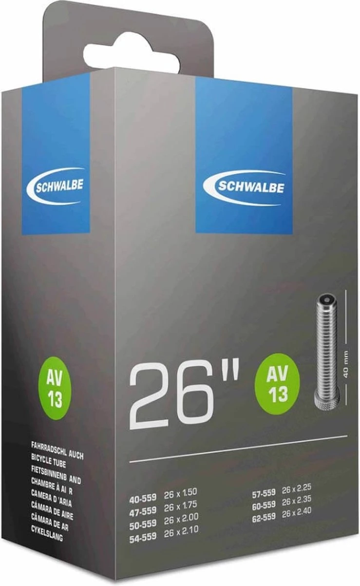 Schwalbe Binnenband - AV13 - 26 inch x 1.50 - 2.40 - Auto Ventiel - 40mm Schwalbe Binnenband - AV13 - 26 Inch X 1.50 - 2.40 - Auto Ventiel - 40mm -Fietsaccessoire Winkel