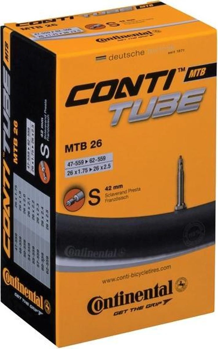Continental Binnenband Mtb 26 X1.75-2.50 (47/62-559) Fv 42 Mm Zwart Continental Binnenband Mtb 26 X1.75-2.50 (47/62-559) Fv 42 Mm Zwart -Fietsaccessoire Winkel