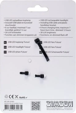 Simson Future Fietsverlichting Koplamp 30 Lux - LED - Oplaadbaar -Fietsaccessoire Winkel 812x1200