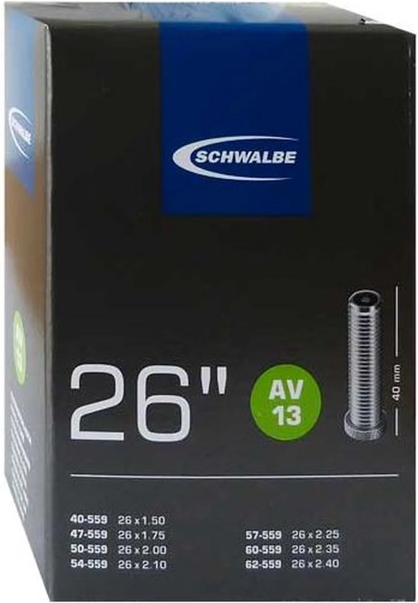 Schwalbe Binnenband - AV13 - 26 inch x 1.50 - 2.40 - Auto Ventiel - 40mm Schwalbe Binnenband - AV13 - 26 Inch X 1.50 - 2.40 - Auto Ventiel - 40mm -Fietsaccessoire Winkel