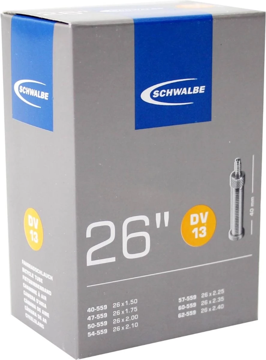 Schwalbe Binnenband - DV13 - 26 inch x 1.50 - 2.40 - Hollands Ventiel - 40mm Schwalbe Binnenband - DV13 - 26 Inch X 1.50 - 2.40 - Hollands Ventiel - 40mm -Fietsaccessoire Winkel