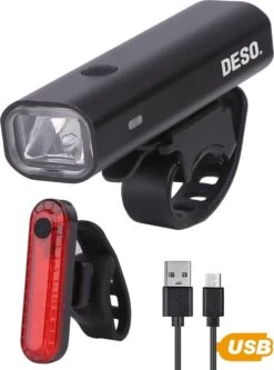 DesoMax® Fietsverlichting Set USB Oplaadbaar Heldere Fietslamp - Voorlicht - Achterlicht - Koplamp - Achterlamp