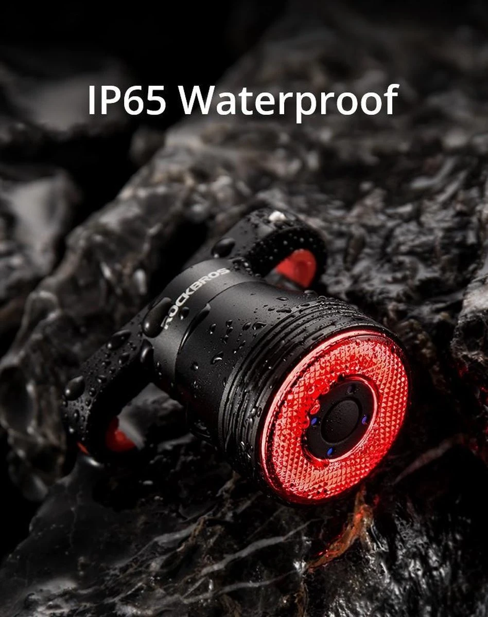 Rockbros Fietsachterlicht - Fietslamp - Fietsverlichting - Remlicht - Smart - USB - Multifunctioneel - Fietsremlicht - LED - Indicator Rockbros Fietsachterlicht - Fietslamp - Fietsverlichting - Remlicht - Smart - USB - Multifunctioneel - Fietsremlicht - LED - Indicator -Fietsaccessoire Winkel