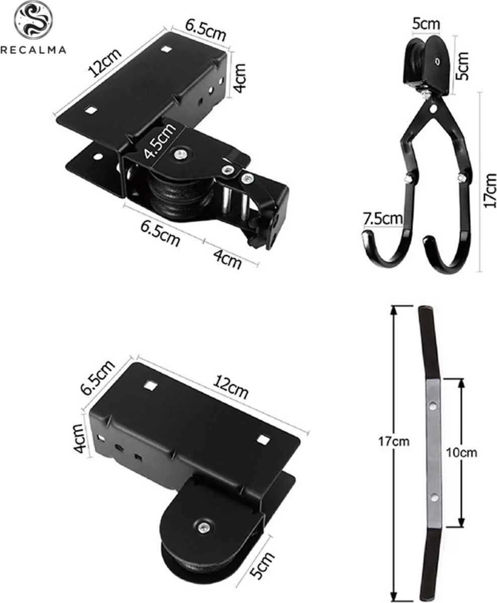 Recalma Fietslift - 60 Kg draagkracht - Fietstakel - Universeel ophangsysteem - Elektrische fiets - Zwart Recalma Fietslift - 60 Kg Draagkracht - Fietstakel - Universeel Ophangsysteem - Elektrische Fiets - Zwart -Fietsaccessoire Winkel